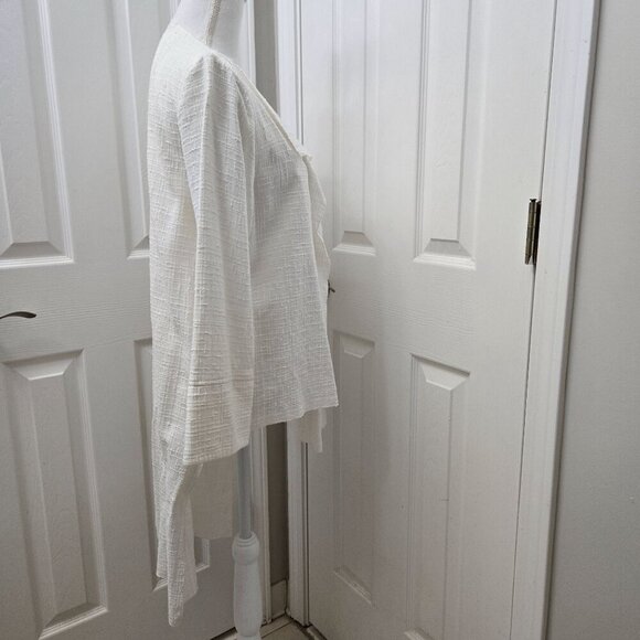 Calvin Tran‎ Cardigan M White Textured Open Front Long Waterfall Avant-garde - Picture 14 of 15